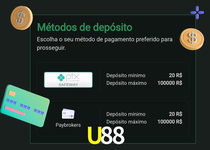 O cassino U88bet oferece uma grande variedade de métodos de pagamento